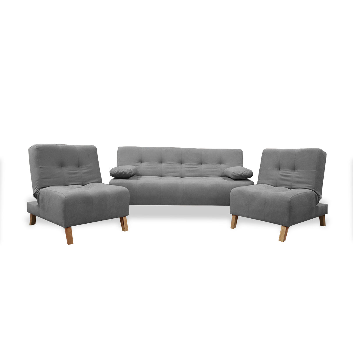 Sala Clic Clac Gris 180x94cm de Cinco Puestos Reclinable Antifluido y sin Apoya Brazos - SOFAS Y POLTRONAS | Bylmo