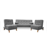 Sala Clic Clac Gris 180x94cm de Cinco Puestos Reclinable Antifluido y sin Apoya Brazos - SOFAS Y POLTRONAS | Bylmo