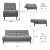 Sala Clic Clac Gris 180x94cm de Cinco Puestos Reclinable Antifluido y sin Apoya Brazos - SOFAS Y POLTRONAS | Bylmo