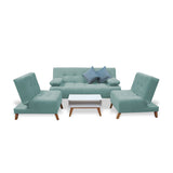 Sala Clic Clac Menta 180x94cm de Cinco Puestos Reclinable Antifluido y sin Apoya Brazos - SOFAS Y POLTRONAS | Bylmo