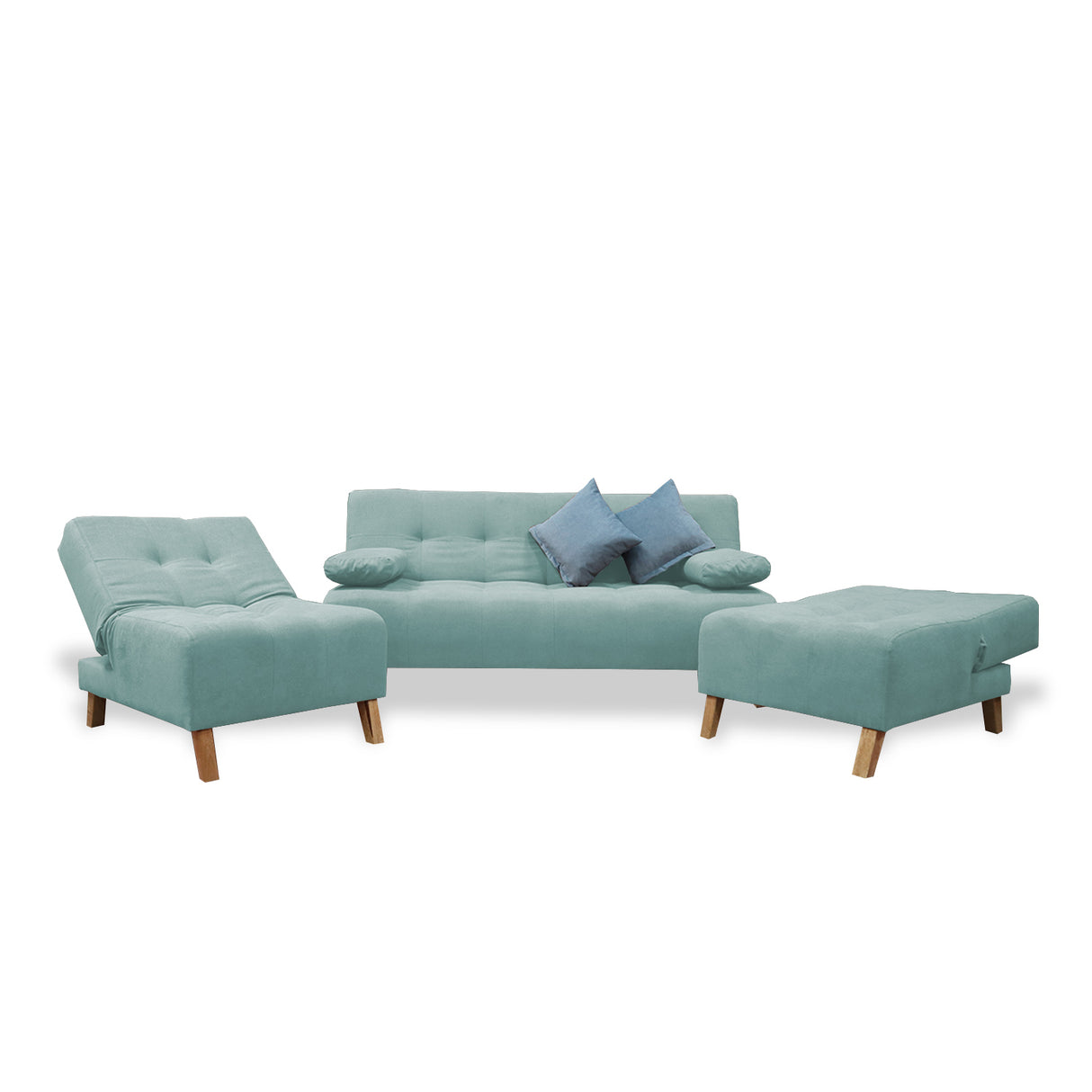 Sala Clic Clac Menta 180x94cm de Cinco Puestos Reclinable Antifluido y sin Apoya Brazos - SOFAS Y POLTRONAS | Bylmo