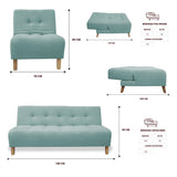Sala Clic Clac Menta 180x94cm de Cinco Puestos Reclinable Antifluido y sin Apoya Brazos - SOFAS Y POLTRONAS | Bylmo