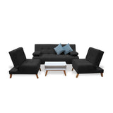 Sala Clic Clac Negro 180x94cm de Cinco Puestos Reclinable Antifluido y sin Apoya Brazos - SOFAS Y POLTRONAS | Bylmo