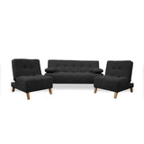 Sala Clic Clac Negro 180x94cm de Cinco Puestos Reclinable Antifluido y sin Apoya Brazos - SOFAS Y POLTRONAS | Bylmo