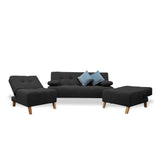 Sala Clic Clac Negro 180x94cm de Cinco Puestos Reclinable Antifluido y sin Apoya Brazos - SOFAS Y POLTRONAS | Bylmo