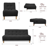 Sala Clic Clac Negro 180x94cm de Cinco Puestos Reclinable Antifluido y sin Apoya Brazos - SOFAS Y POLTRONAS | Bylmo