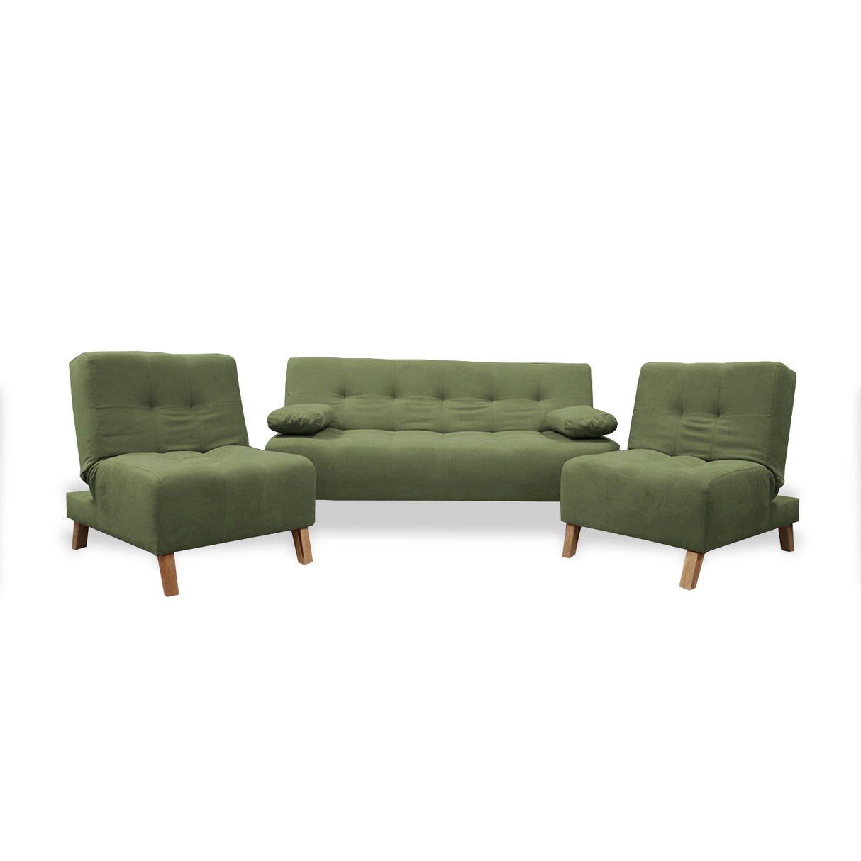 Sala Clic Clac Verde 180x94cm de Cinco Puestos Reclinable Antifluido y sin Apoya Brazos - SOFAS Y POLTRONAS | Bylmo