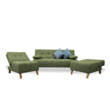 Sala Clic Clac Verde 180x94cm de Cinco Puestos Reclinable Antifluido y sin Apoya Brazos - SOFAS Y POLTRONAS | Bylmo