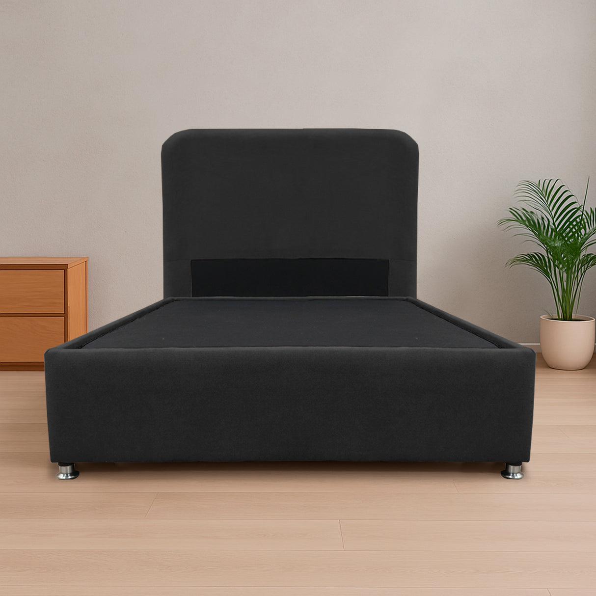 Combo Base Cama y Cabecero Comfort Negro para Cama Semidoble 120 X 190 Cm con Patas - CAMAS | Bylmo