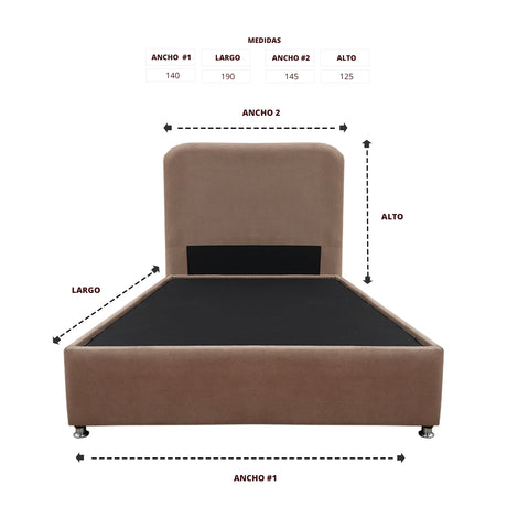 Combo Base Cama y Cabecero Comfort Camel para Cama Doble 140 X 190 Cm con Patas - CAMAS | Bylmo