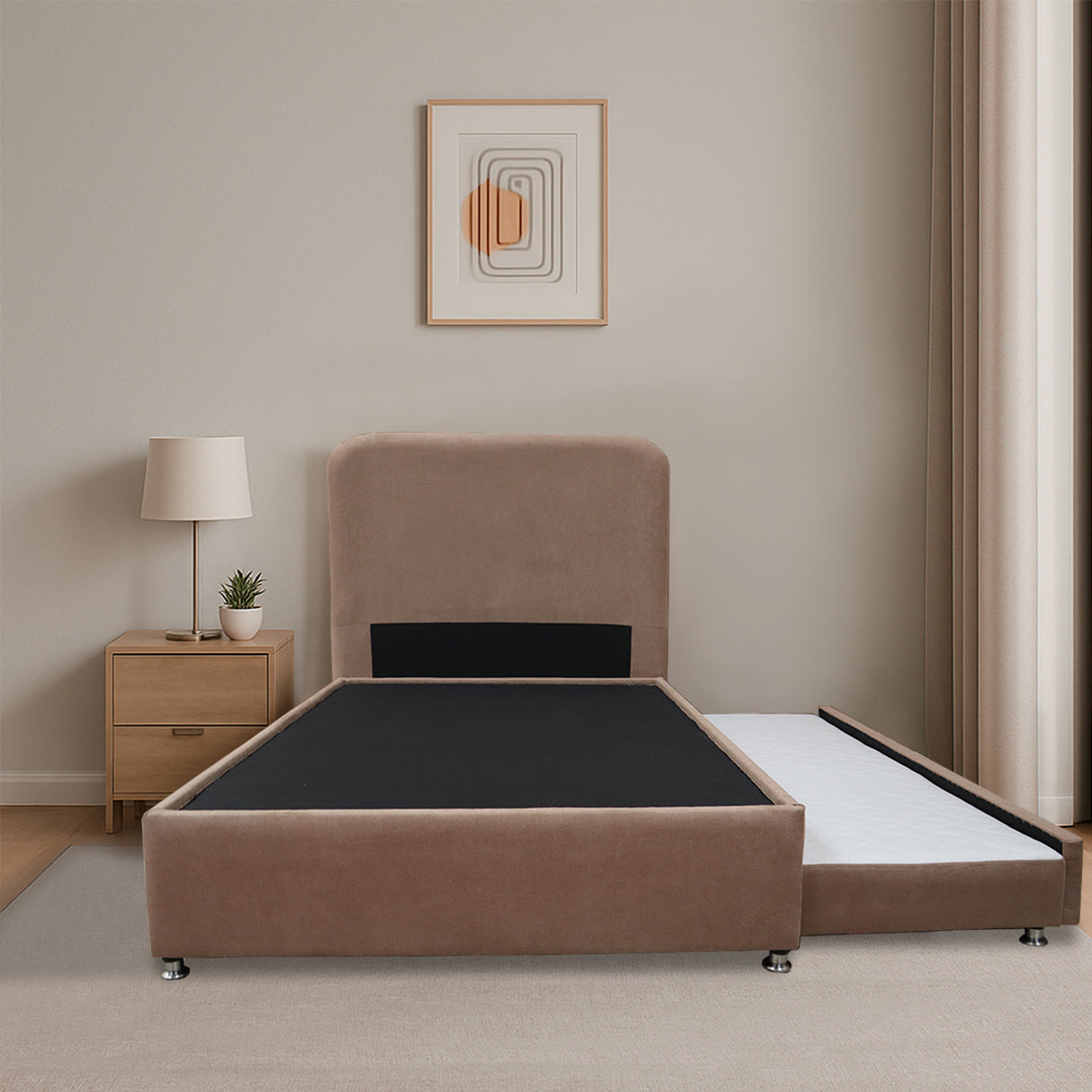 Combo Cama Tarima Nido y Cabecero Comfort Camel para Cama Sencilla 100 X 190 Cm con Patas - CAMAS | Bylmo
