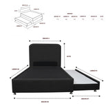 Combo Cama Tarima Nido y Cabecero Comfort Negro para Cama Semidoble 120 X 190 Cm con Patas - CAMAS | Bylmo