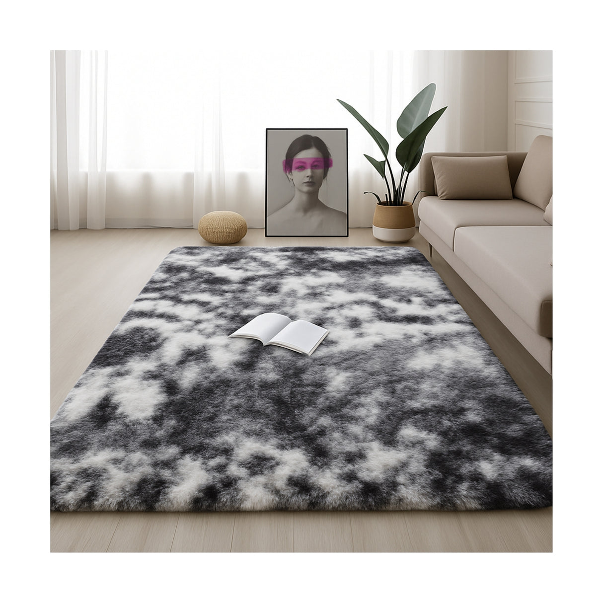 Alfombra de Peluche Rectangular Gris Niebla 150x200cm Fondo Entero Suave Antideslizante para Sala De Estar - TAPETES Y ALFOMBRAS | Bylmo