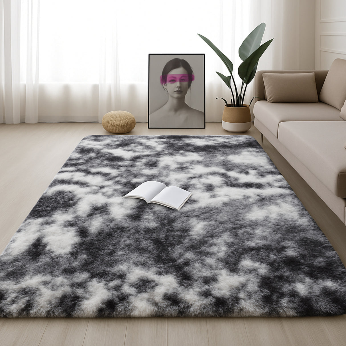 Alfombra de Peluche Rectangular Gris Niebla 150x200cm Fondo Entero Suave Antideslizante para Sala De Estar - TAPETES Y ALFOMBRAS | Bylmo