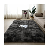 Alfombra de Peluche Rectangular Negro Mate 150x200cm Fondo Entero Suave Antideslizante para Sala De Estar - TAPETES Y ALFOMBRAS | Bylmo