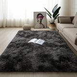 Alfombra de Peluche Rectangular Negro Mate 150x200cm Fondo Entero Suave Antideslizante para Sala De Estar - TAPETES Y ALFOMBRAS | Bylmo