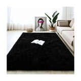 Alfombra de Peluche Rectangular Negro 150x200cm Fondo Entero Suave Antideslizante para Sala De Estar - TAPETES Y ALFOMBRAS | Bylmo