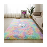 Alfombra de Peluche Rectangular Arcoiris 150x200cm Fondo Entero Suave Antideslizante para Sala De Estar - TAPETES Y ALFOMBRAS | Bylmo