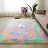 Alfombra de Peluche Rectangular Arcoiris 150x200cm Fondo Entero Suave Antideslizante para Sala De Estar - TAPETES Y ALFOMBRAS | Bylmo