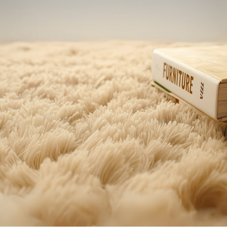Alfombra de Peluche Rectangular Beige 60x150cm Fondo Entero Suave Antideslizante para Dormitorio - TAPETES Y ALFOMBRAS | Bylmo