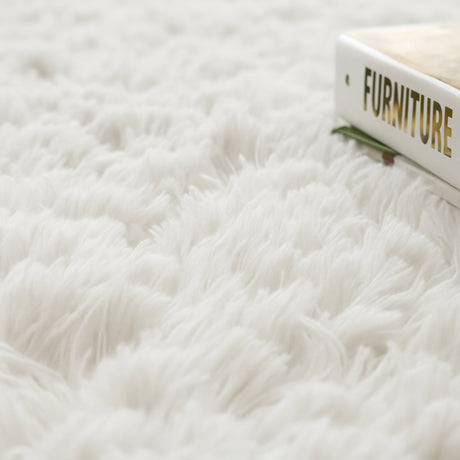 Alfombra de Peluche Rectangular Blanco 60x150cm Fondo Entero Suave Antideslizante para Dormitorio - TAPETES Y ALFOMBRAS | Bylmo