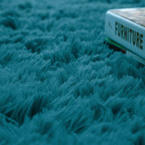Alfombra de Peluche Rectangular Turquesa 60x150cm Fondo Entero Suave Antideslizante para Dormitorio - TAPETES Y ALFOMBRAS | Bylmo