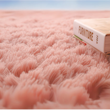 Alfombra de Peluche Rectangular Rosa 60x150cm Fondo Entero Suave Antideslizante para Dormitorio - TAPETES Y ALFOMBRAS | Bylmo