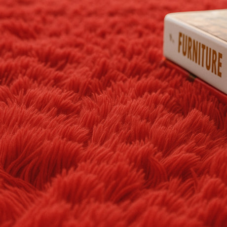 Alfombra de Peluche Rectangular Rojo 60x150cm Fondo Entero Suave Antideslizante para Dormitorio - TAPETES Y ALFOMBRAS | Bylmo