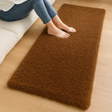 Alfombra de Peluche Rectangular Marron 60x150cm Fondo Entero Suave Antideslizante para Dormitorio - TAPETES Y ALFOMBRAS | Bylmo