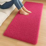 Alfombra de Peluche Rectangular Fucsia 60x150cm Fondo Entero Suave Antideslizante para Dormitorio - TAPETES Y ALFOMBRAS | Bylmo