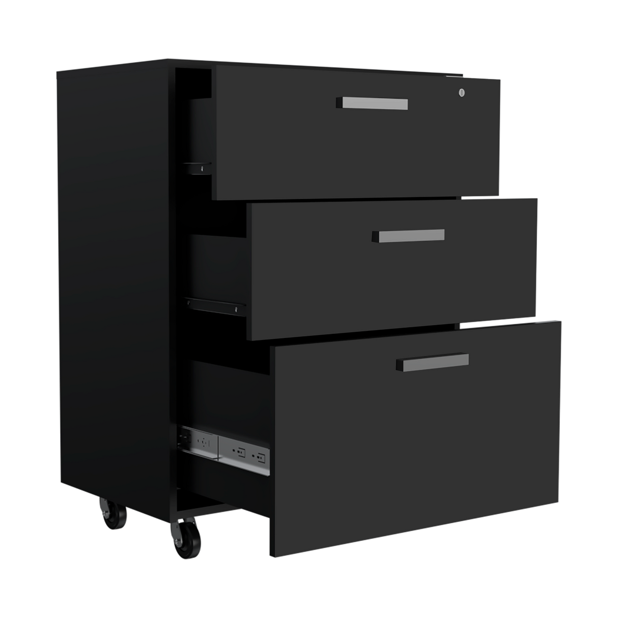 Archivador Wengue 52.8x20.9cm Oficio con Tres Cajones y con Ruedas - ARCHIVADORES | Bylmo