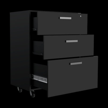 Archivador Wengue 52.8x20.9cm Oficio con Tres Cajones y con Ruedas - ARCHIVADORES | Bylmo