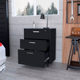 Archivador Wengue 52.8x20.9cm Oficio con Tres Cajones y con Ruedas - ARCHIVADORES | Bylmo