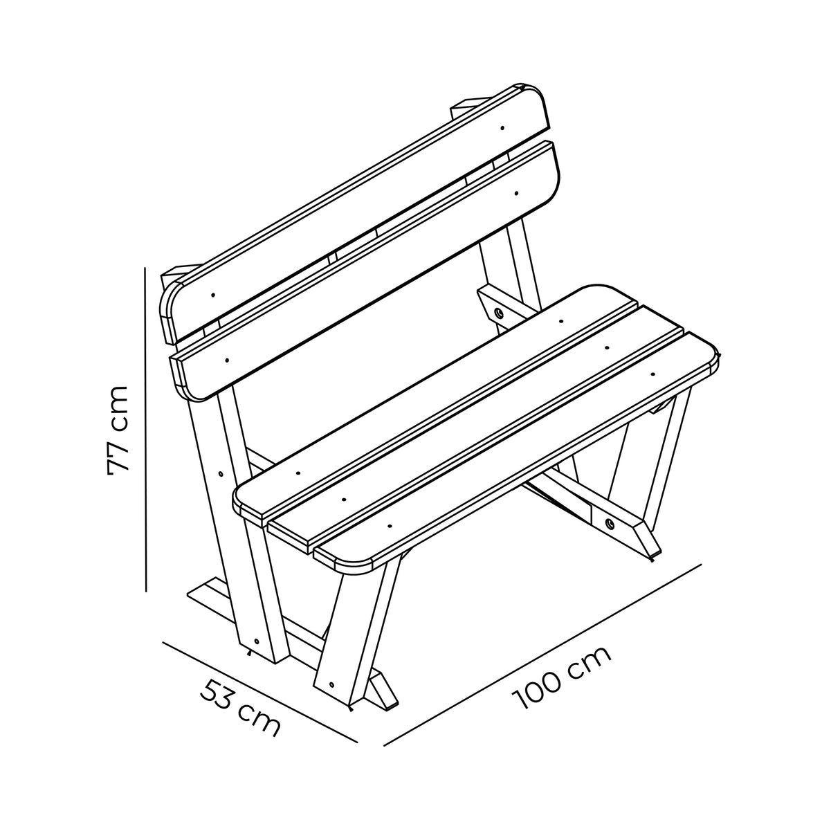 Banca Begonia Negro 100x80cm sin Apoyabrazos - SILLAS DE EXTERIOR | Bylmo