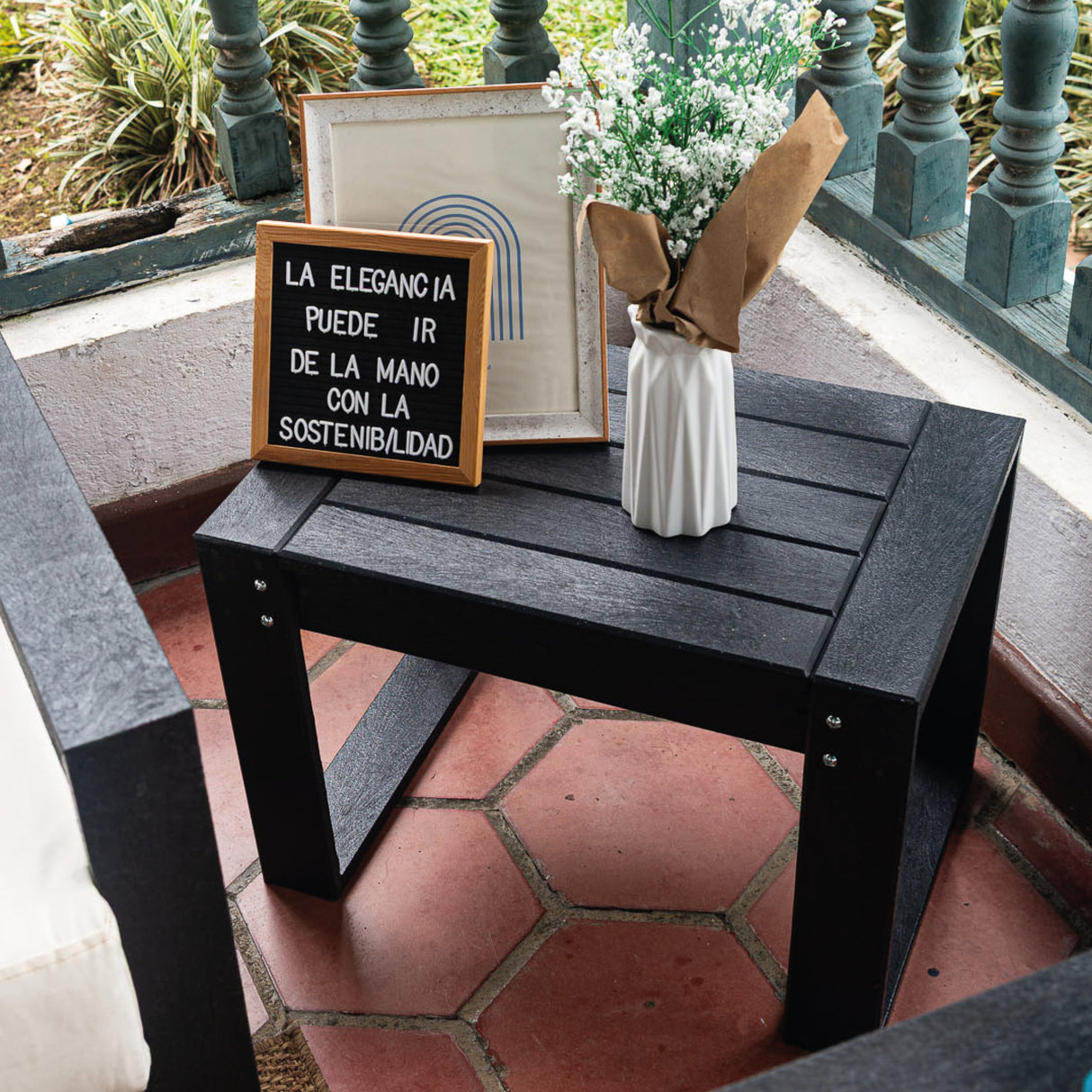 Mesa de Centro Tayrona Negro 59x40cm Cuadrada - MESAS DE EXTERIOR | Bylmo