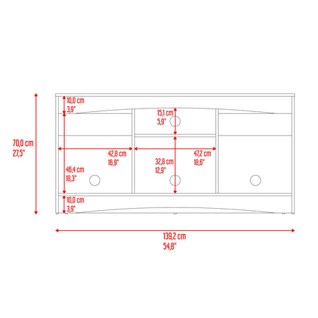Mesa para TV Fiorenzi Nogal y Wengue 139.2x70cm Para TV Hasta 55" Pulgadas con Tres Compartimientos - MUEBLES DE TV | Bylmo
