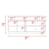 Mesa para TV Hope Fresno Europeo y Capri 150x70cm Para TV Hasta 65" Pulgadas con Cuatro Compartimientos - MUEBLES DE TV | Bylmo