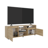 Rack de TV Pino Fresno Europeo 160x55cm Para TV Hasta 70" Pulgadas con Seis Compartimientos - MUEBLES DE TV | Bylmo