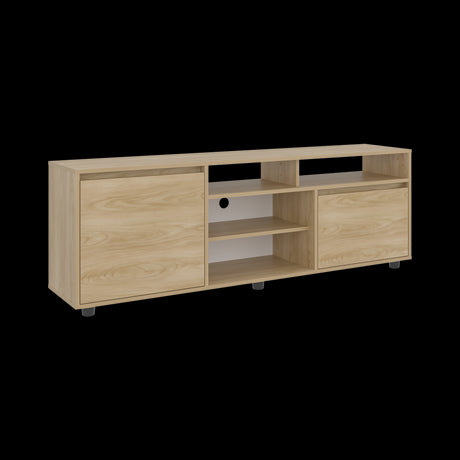Rack de TV Pino Fresno Europeo 160x55cm Para TV Hasta 70" Pulgadas con Seis Compartimientos - MUEBLES DE TV | Bylmo