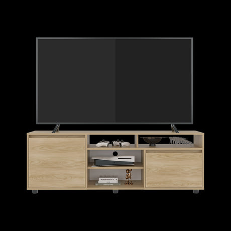 Rack de TV Pino Fresno Europeo 160x55cm Para TV Hasta 70" Pulgadas con Seis Compartimientos - MUEBLES DE TV | Bylmo