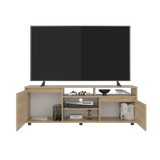 Rack de TV Pino Fresno Europeo 160x55cm Para TV Hasta 70" Pulgadas con Seis Compartimientos - MUEBLES DE TV | Bylmo