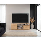 Rack de TV Pino Fresno Europeo 160x55cm Para TV Hasta 70" Pulgadas con Seis Compartimientos - MUEBLES DE TV | Bylmo