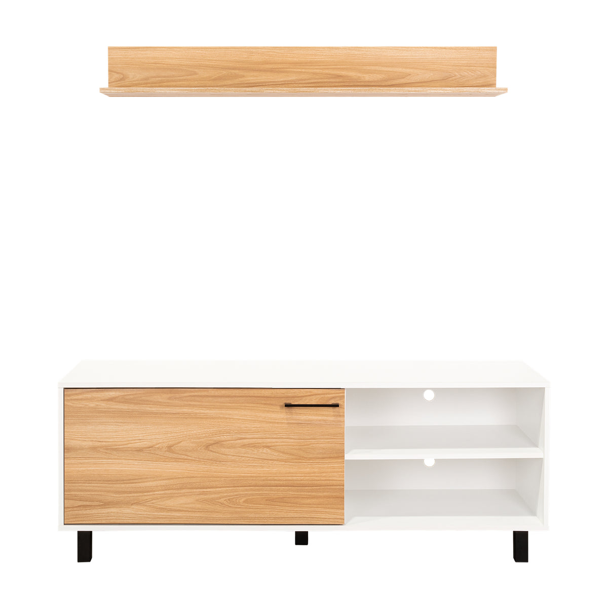Rack de TV Bryce Blanco y Fresno Europeo 140x53cm Para TV Hasta 65