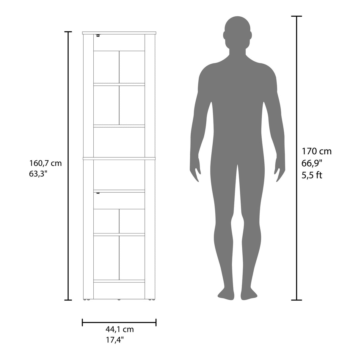Mueble Auxiliar para Baño Vanessa Wengue 44.1x160.7cm con Tres Entrepaños y con Patas - OTROS MUEBLES PARA BANHO | Bylmo