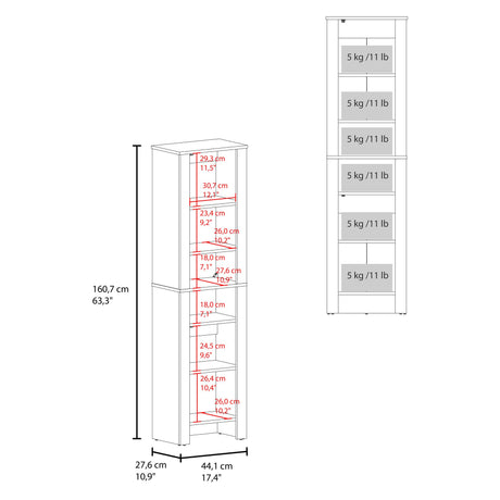 Mueble Auxiliar para Baño Vanessa Wengue 44.1x160.7cm con Tres Entrepaños y con Patas - OTROS MUEBLES PARA BANHO | Bylmo