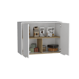 Mueble Superior de Cocina Soler Blanco y Macadamia 80x60cm Con Dos Puertas Push - To - Open y con Un Entrepaño - MUEBLES SUPERIORES DE COCINA | Bylmo