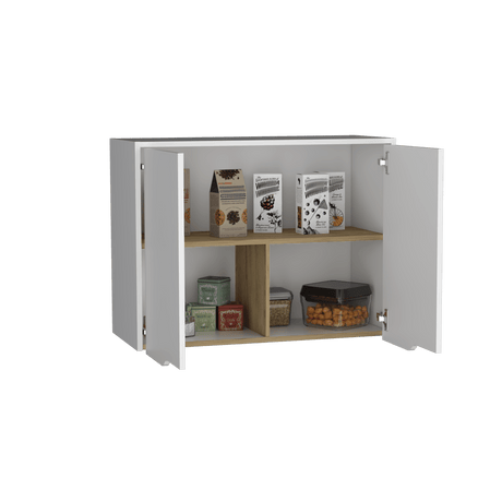Mueble Superior de Cocina Soler Blanco y Macadamia 80x60cm Con Dos Puertas Push - To - Open y con Un Entrepaño - MUEBLES SUPERIORES DE COCINA | Bylmo