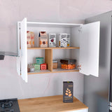 Mueble Superior de Cocina Soler Blanco y Macadamia 80x60cm Con Dos Puertas Push - To - Open y con Un Entrepaño - MUEBLES SUPERIORES DE COCINA | Bylmo