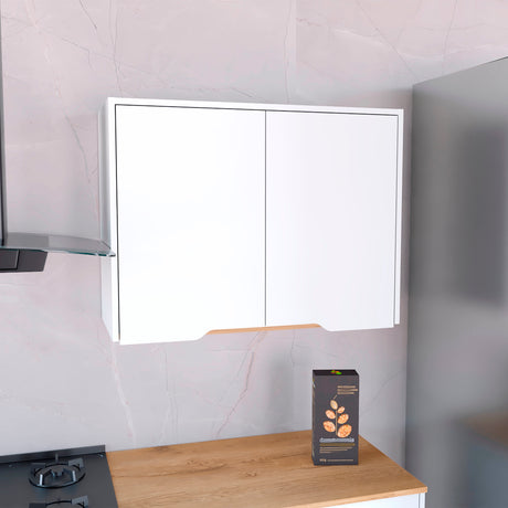 Mueble Superior de Cocina Soler Blanco y Macadamia 80x60cm Con Dos Puertas Push - To - Open y con Un Entrepaño - MUEBLES SUPERIORES DE COCINA | Bylmo