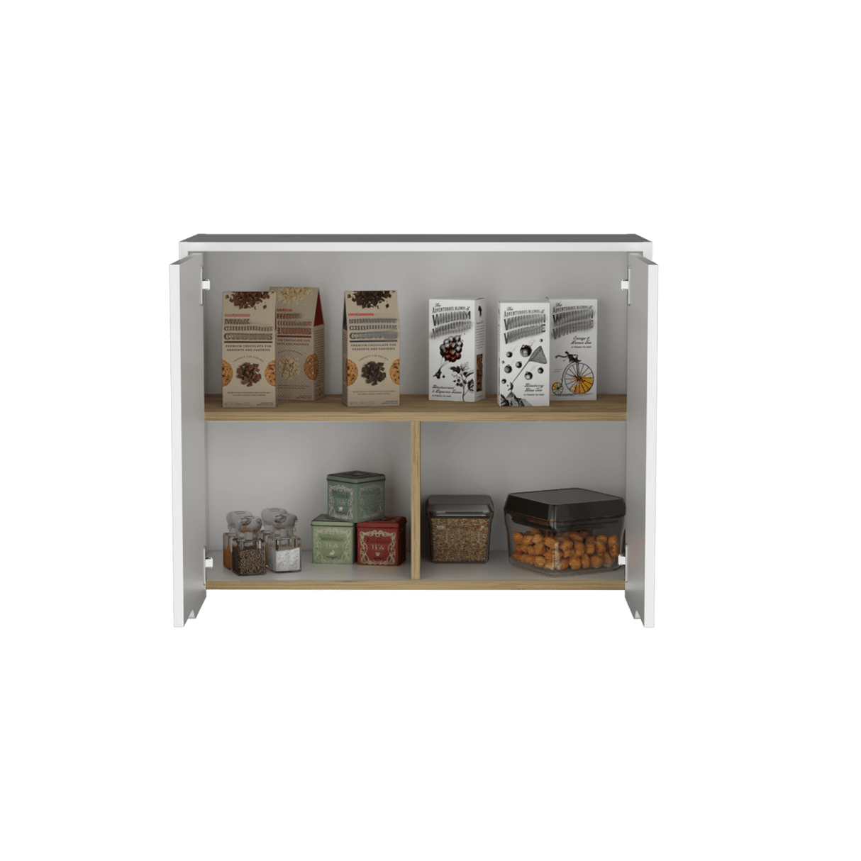 Mueble Superior de Cocina Soler Blanco y Macadamia 80x60cm Con Dos Puertas Push - To - Open y con Un Entrepaño - MUEBLES SUPERIORES DE COCINA | Bylmo
